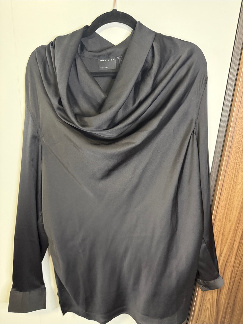 ASOS Black Satin Cowl Neck Top